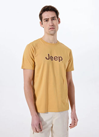 Jeep Bisiklet Yaka Baskılı Hardal Erkek T-Shirt J5SM-TST7347