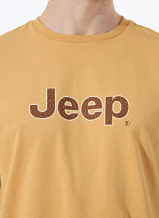 Jeep Bisiklet Yaka Baskılı Hardal Erkek T-Shirt J5SM-TST7347