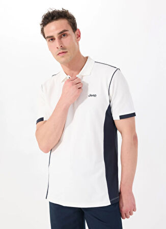 Jeep Blok Desenli Beyaz Erkek Polo T-Shirt J5SM-TST7316