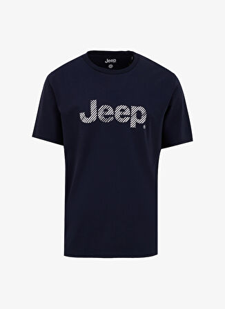 Jeep Bisiklet Yaka Baskılı Lacivert Erkek T-Shirt J5SM-TST7351
