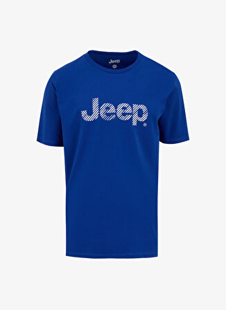 Jeep Bisiklet Yaka Baskılı Saks Erkek T-Shirt J5SM-TST7351