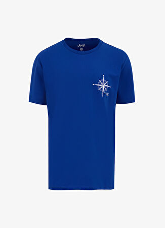 Jeep Bisiklet Yaka Baskılı Saks Erkek T-Shirt J5SM-TST7366