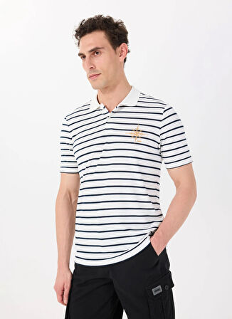Jeep Çizgili Beyaz Erkek Polo T-Shirt J5SM-TST7317
