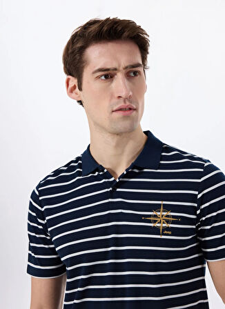 Jeep Çizgili Lacivert Erkek Polo T-Shirt J5SM-TST7317