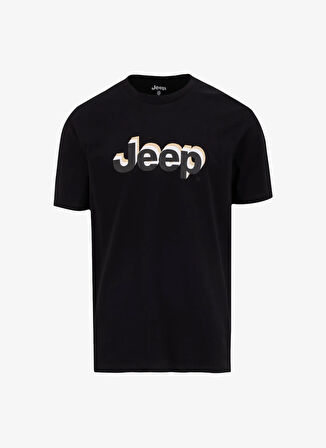 Jeep Bisiklet Yaka Baskılı Siyah Erkek T-Shirt J5SM-TST7308