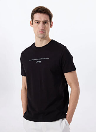 Jeep Bisiklet Yaka Baskılı Siyah Erkek T-Shirt J5SM-TST7386