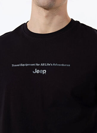 Jeep Bisiklet Yaka Baskılı Siyah Erkek T-Shirt J5SM-TST7386