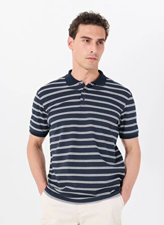 Jeep Çizgili Lacivert Erkek Polo T-Shirt J5SM-TST7383