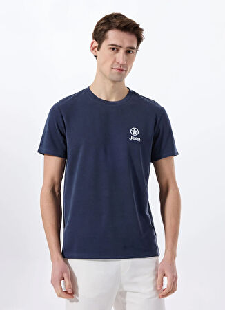 Jeep Bisiklet Yaka Baskılı Lacivert Erkek T-Shirt J5SM-TST7288