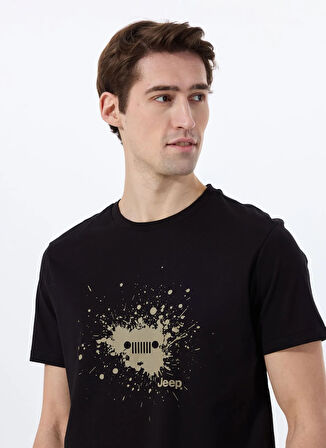 Siyah Erkek Relaxed Baskılı T-Shirt J5SM-TST7241