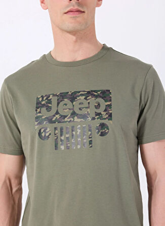 Jeep Bisiklet Yaka Baskılı Haki Erkek T-Shirt J5SM-TST7309