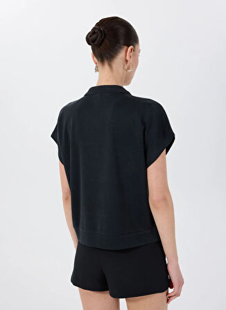 Fabrika Polo Yaka Payetli Lacivert Kadın T-Shirt F5SL-TST0191