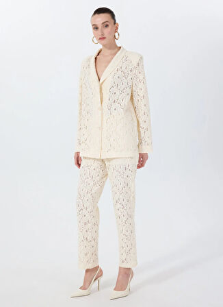 Fabrika Standart Bel Normal Beyaz Kadın Pantolon F5SL-PNT0036