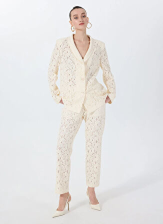 Fabrika Oversize Beyaz Kadın Ceket F5SL-CKT0035