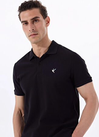 Fabrika Düz Siyah Erkek Polo T-Shirt F5SM-TST 2779