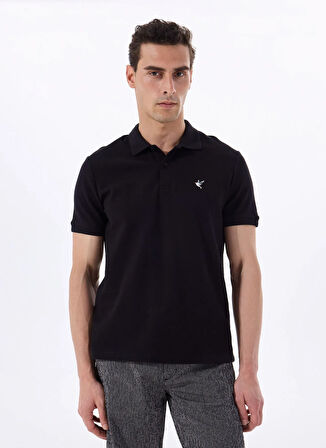 Fabrika Düz Siyah Erkek Polo T-Shirt F5SM-TST 2779