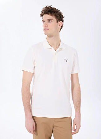 Fabrika Düz Beyaz Erkek Polo T-Shirt F5SM-TST 2779