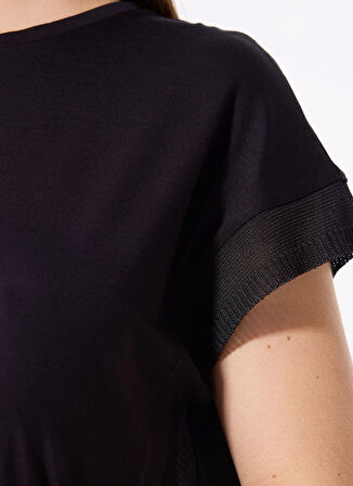 Siyah Kadın Bisiklet Yaka Loose Fit T-Shirt F5SL-TST0087