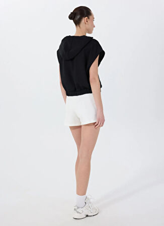 Fabrika Kapüşon Yaka Düz Siyah Kadın Sweatshırt F5SL-SWT0094