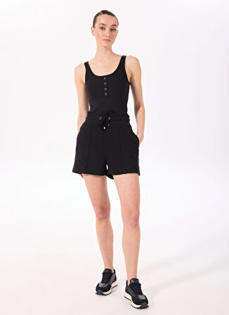 Siyah Kadın Relaxed Jakarlı Şort F5SL-SHT0095