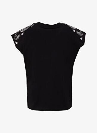 Fabrika Comfort Bisiklet Yaka Nakışlı Siyah Kadın T-Shirt FC5SL-TST0122