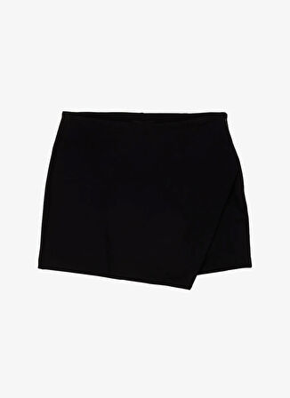 Fabrika Standart Bel Siyah Kadın Düz Kısa Etek F5SL-ETK0391