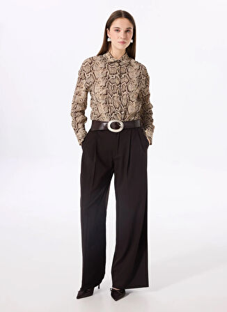 Fabrika Loose Fit Gömlek Yaka Desenli Çok Renkli Kadın Gömlek F5SL-GML0039