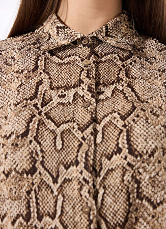 Fabrika Loose Fit Gömlek Yaka Desenli Çok Renkli Kadın Gömlek F5SL-GML0039