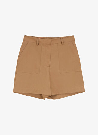 Fabrika Standart Bel Relaxed Bej Kadın Şort F5SL-SHT0154