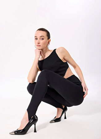 Fabrika Bisiklet Yaka Düz Siyah Kadın Bluz F5SL-BLZ0274