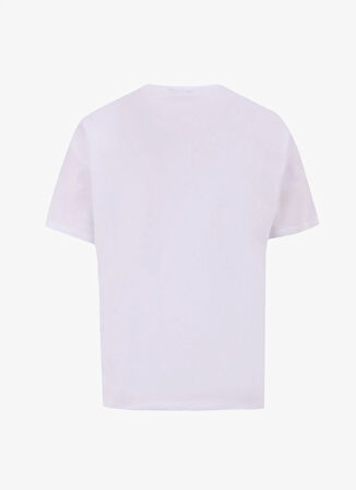 Fabrika Bisiklet Yaka Baskılı Beyaz Kadın T-Shirt F5SL-TST0424