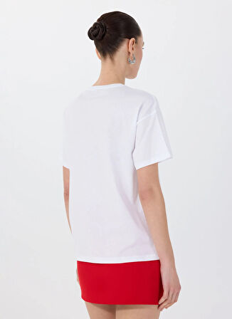 Fabrika Bisiklet Yaka Baskılı Beyaz Kadın T-Shirt F5SL-TST0426