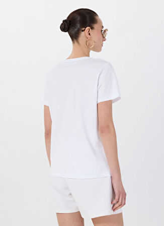 Beyaz Kadın Basic Baskılı T-Shirt F5SL-TST0454