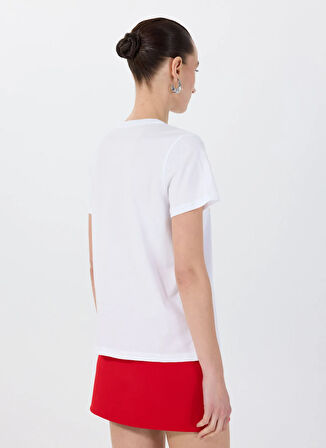 Fabrika Bisiklet Yaka Baskılı Beyaz Kadın T-Shirt F5SL-TST0466