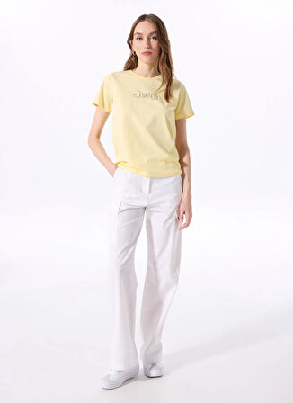 Jeep Bisiklet Yaka Baskılı Sarı Kadın T-Shirt J5SL-TST7009