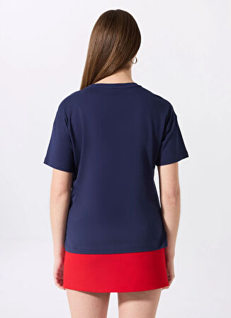 Fabrika Bisiklet Yaka Baskılı Lacivert Kadın T-Shirt F5SL-TST0436