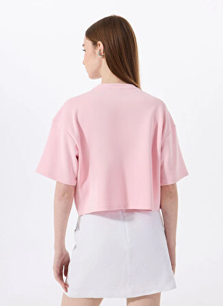 Jeep Bisiklet Yaka Baskılı Pembe Kadın T-Shirt J5SL-TST7020