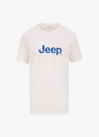 Jeep Bisiklet Yaka Baskılı Beyaz Erkek T-Shirt J5SM-TST7286