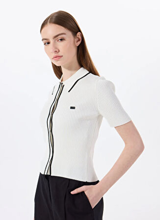 Jeep Polo Yaka Normal Düz Ekru Kazak Kadın J5SL-KZK7875