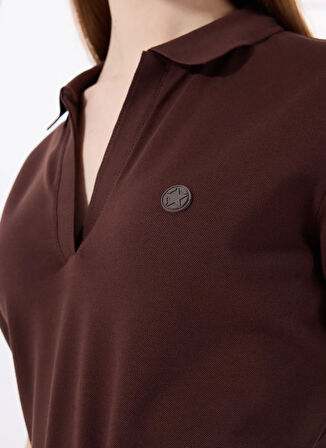 Kahve Kadın Relaxed Polo T-Shirt J5SL-TST7070