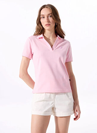 Pembe Kadın Relaxed Düz Polo T-Shirt J5SL-TST7070