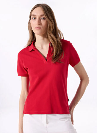 Kırmızı Kadın Relaxed Düz Polo T-Shirt J5SL-TST7070