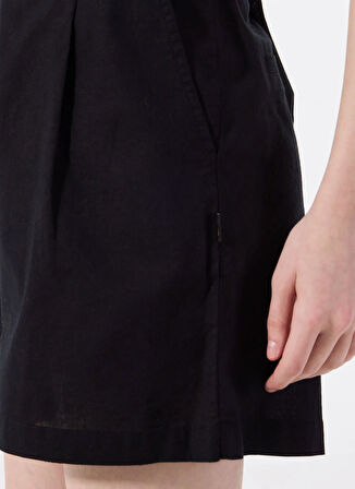 Siyah Kadın Lastikli %100 Keten Şort J5SL-SHT7109