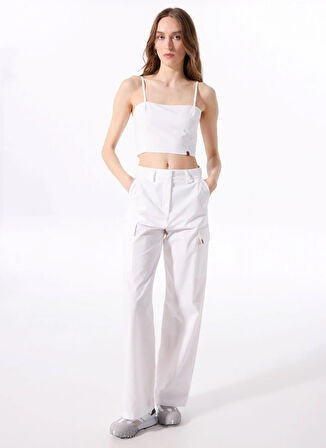 Jeep Kare Yaka Düz Beyaz Kadın Bluz J5SL-BLZ7870