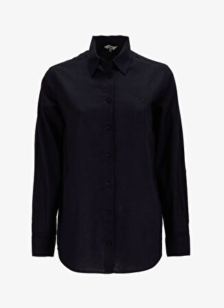 Jeep Relaxed Gömlek Yaka Düz Siyah Kadın Gömlek J5SL-GML7153