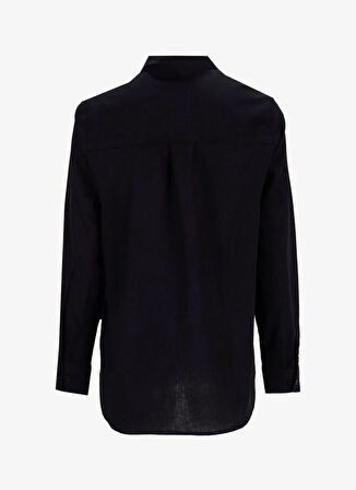 Jeep Relaxed Gömlek Yaka Düz Siyah Kadın Gömlek J5SL-GML7153