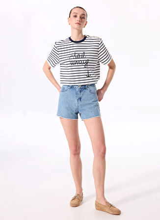 Fabrika Normal Bel Basic Açık İndigo Kadın Denim Şort F5SL-SHT0338