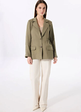 Haki Kadın Normal Çizgili Ceket FC5SL-CKT0084