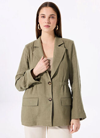 Haki Kadın Normal Çizgili Ceket FC5SL-CKT0084