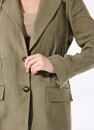 Haki Kadın Normal Çizgili Ceket FC5SL-CKT0084